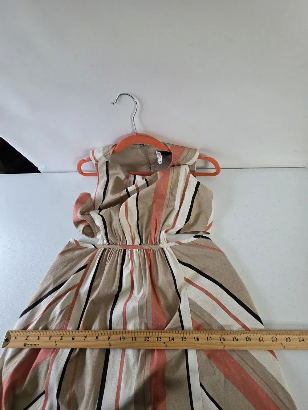 Banana Republic LINEN Blend Cut-Out Midi Dress with Pockets Size 8 Striped Chic - Picture 8 of 13